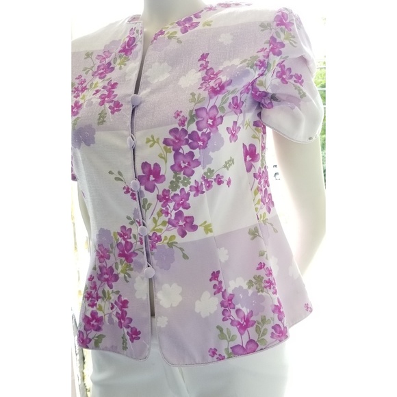 Adrianna Papell Pink/Purple Floral Blouse, 8, NWT - Picture 4 of 10